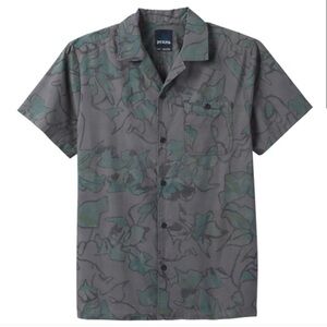 prAna Men’s Caplan Button Up Shirt Azurite Chambray Organic Cotton, Size Large